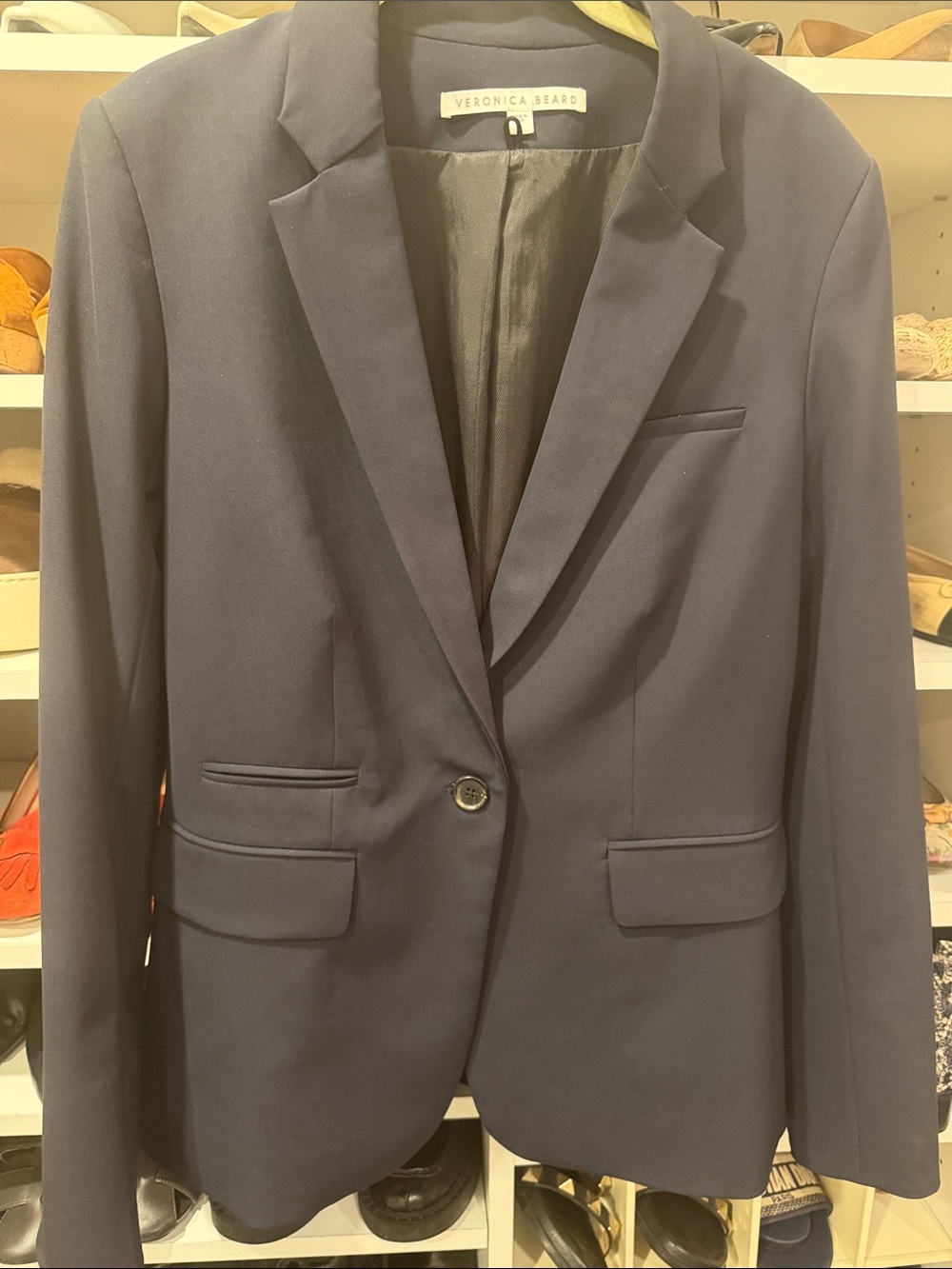 Veronica Beard Navy Single-Button Tailored Blazer